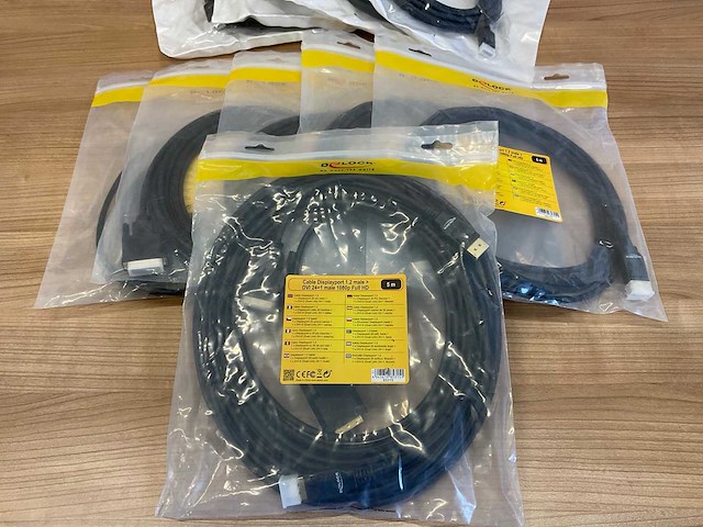 (10x) roline / delock displayport kabel - 5 mtr - afbeelding 4 van  5