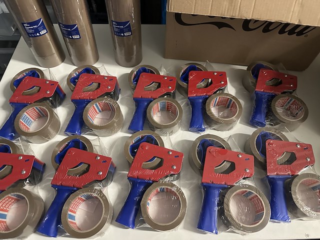 10x taperoller incl. 2 rollen tape + 18x rollen bruin tape + 36x doorzichtige tape, - - afbeelding 2 van  5