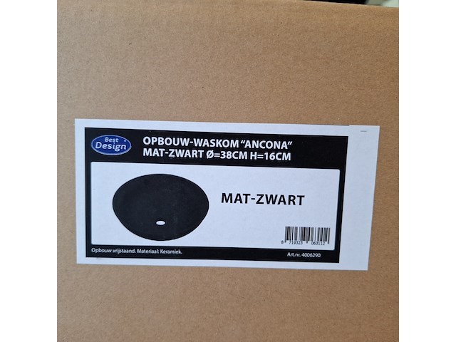 10x waskom best design, ancona, mat zwart - afbeelding 6 van  6