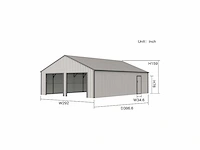 10x7,6x3,76 m zwart garage/loods compleet met wand- en dakpanelen - afbeelding 3 van  4