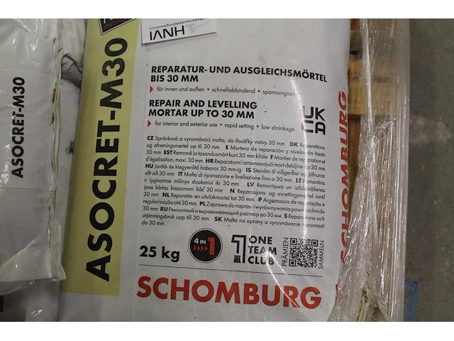 11 zakken a 25 kg egaliseermortel schomburg op pallet. - afbeelding 2 van  2