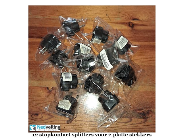 12 stopkontakt splitters voor 2 platte stekkers (doos t) - afbeelding 2 van  5