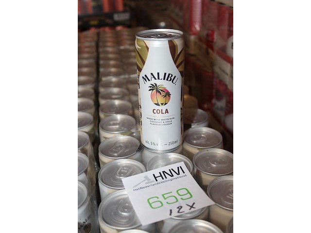 12 x 12 blikken malibu cola 0,25cl. tht 5-2026. bod inclusief statiegeldwaarde van 21,20 euro. - afbeelding 2 van  2