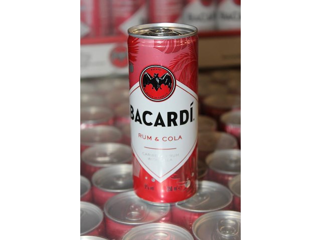 12 x 24 blikken bacardi cola 0,25cl. tht 11-2026. bod inclusief statiegeldwaarde van 43,20 euro. - afbeelding 2 van  2