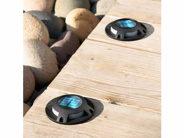 12 x solar 4 lichts led grond spot zwart - afbeelding 3 van  9