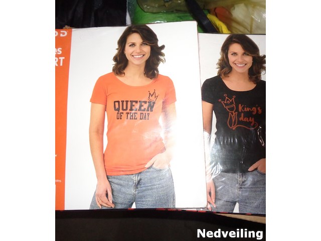 12x dames t-shirt koningsdag queen of the day + kingsdag - afbeelding 2 van  3