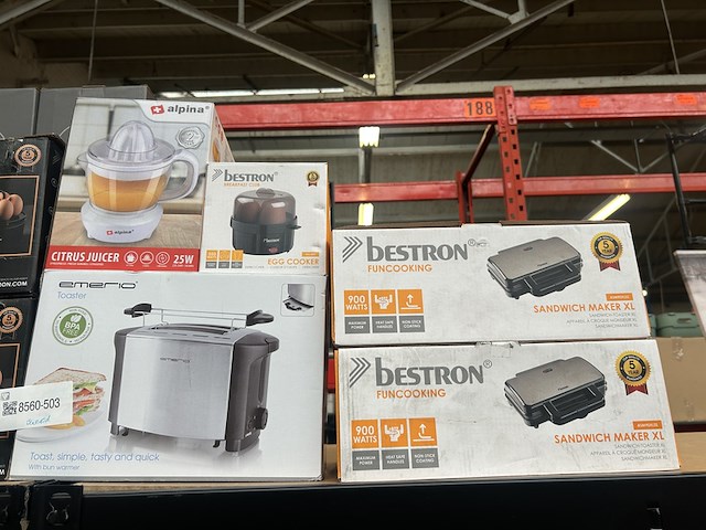 12x huishoudelijke apparaten w.o. eierkoker, sandwichmaker w.o. bestron, alpina, emerio - afbeelding 3 van  7