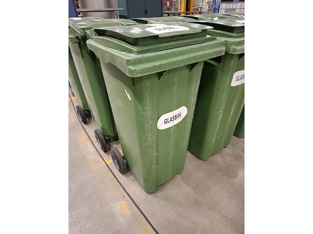 12x kunststof afvalcontainer groen - afbeelding 2 van  3