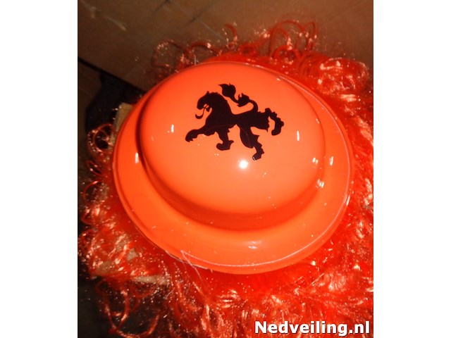 12x oranje hoedje met haar - afbeelding 5 van  5