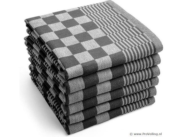 12x prof horeca theedoek 100% katoen 70x50cm - zwart - afbeelding 1 van  1