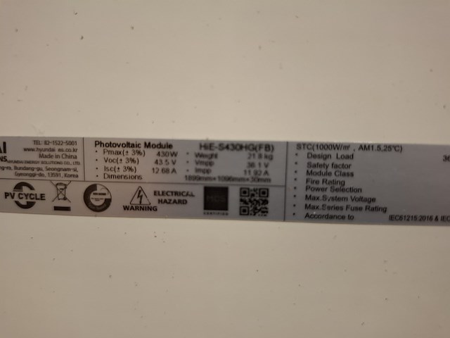 13x zonnepaneel hyundai, hie-s430hg - afbeelding 6 van  7