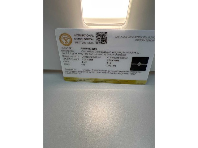 14 karaat geelgouden armband met 3,09 crt. diamant - afbeelding 2 van  6
