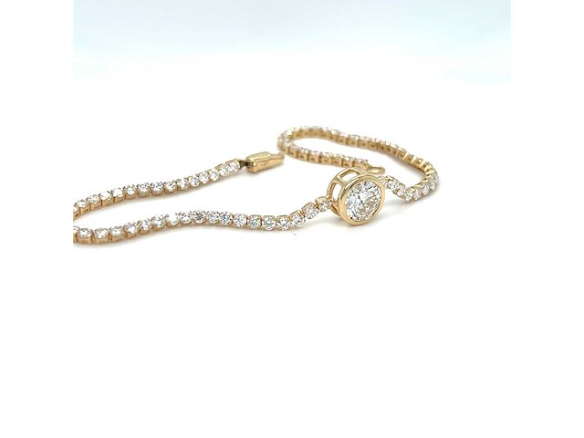14 karaat geelgouden armband met 3,09 crt. diamant - afbeelding 3 van  6