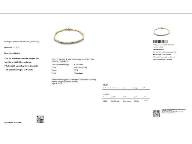 14 karaat geelgouden armband met 6,74 crt. diamant - afbeelding 2 van  9