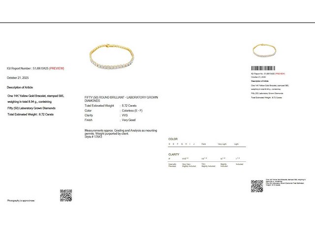 14 karaat geelgouden armband met 8,72 crt. diamant - afbeelding 4 van  11