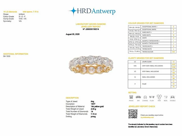 14 karaat geelgouden eeuwigheidsring met 7,15 ct. diamant - afbeelding 2 van  8