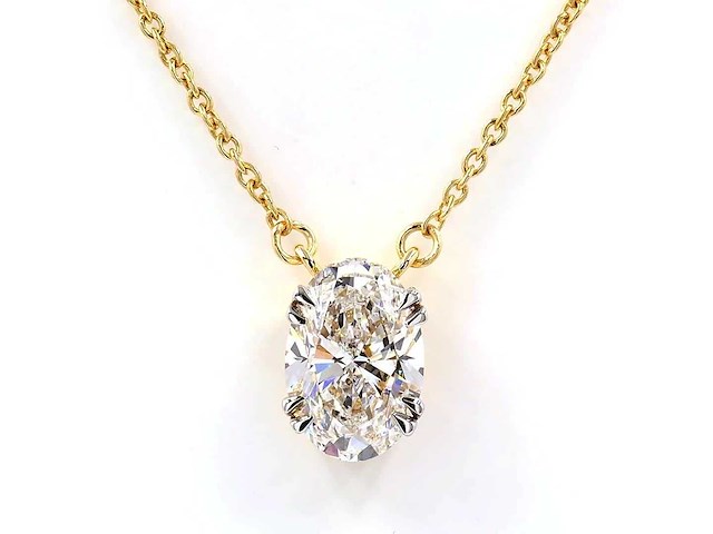 14 karaat geelgouden ketting met 3,00 ct. diamant - afbeelding 1 van  1
