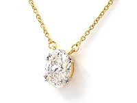 14 karaat geelgouden ketting met 3,00 ct. diamant - afbeelding 1 van  2