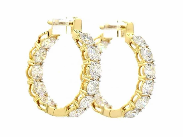 14 karaat geelgouden oorringen met 4,12 ct. diamant - afbeelding 1 van  5