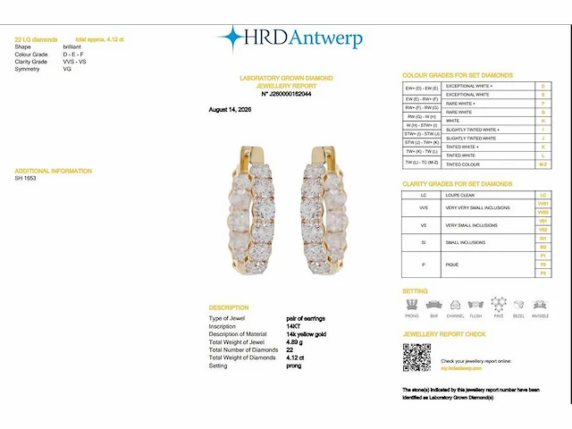 14 karaat geelgouden oorringen met 4,12 ct. diamant - afbeelding 2 van  5