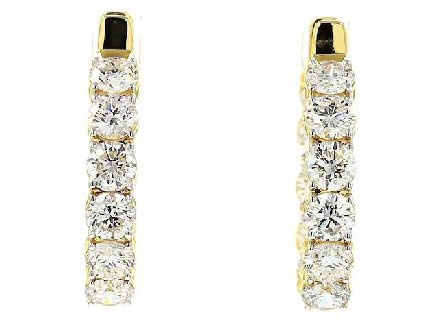 14 karaat geelgouden oorringen met 4,12 ct. diamant - afbeelding 3 van  5