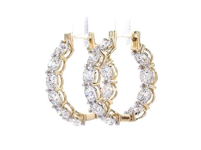 14 karaat geelgouden oorringen met 5,05 ct. diamant - afbeelding 1 van  7