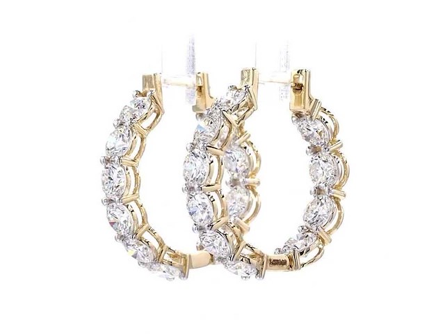 14 karaat geelgouden oorringen met 5,05 ct. diamant - afbeelding 1 van  6