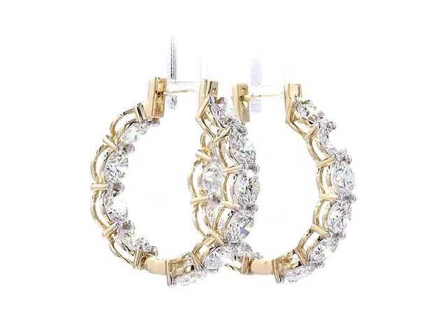 14 karaat geelgouden oorringen met 5,05 ct. diamant - afbeelding 4 van  6