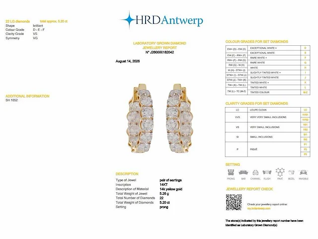 14 karaat geelgouden oorringen met 5,20 ct. diamant - afbeelding 2 van  9