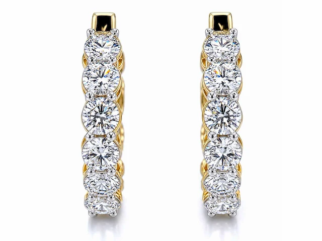 14 karaat geelgouden oorringen met 5,20 ct. diamant - afbeelding 3 van  9