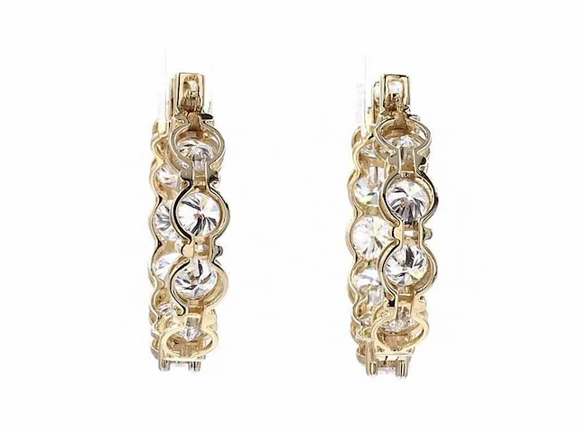 14 karaat geelgouden oorringen met 5,20 ct. diamant - afbeelding 9 van  9