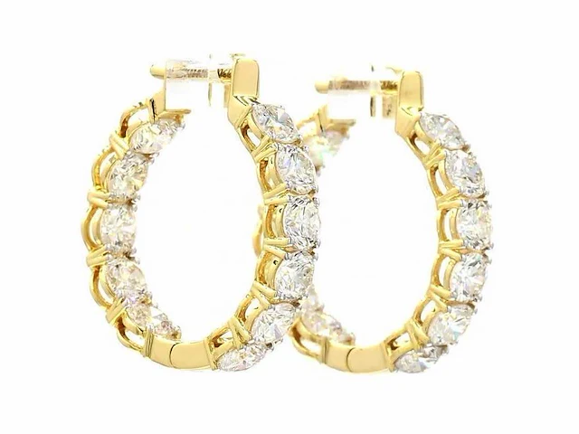 14 karaat geelgouden oorringen met 5,30 ct. diamant - afbeelding 1 van  8