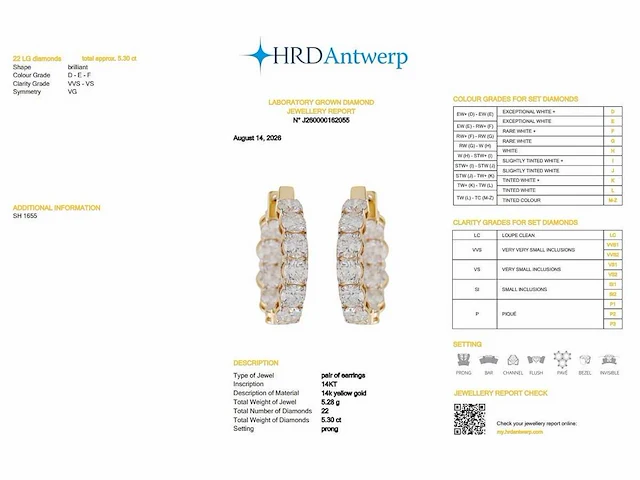 14 karaat geelgouden oorringen met 5,30 ct. diamant - afbeelding 2 van  8