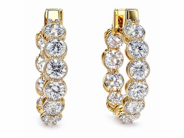 14 karaat geelgouden oorringen met 5,30 ct. diamant - afbeelding 3 van  8