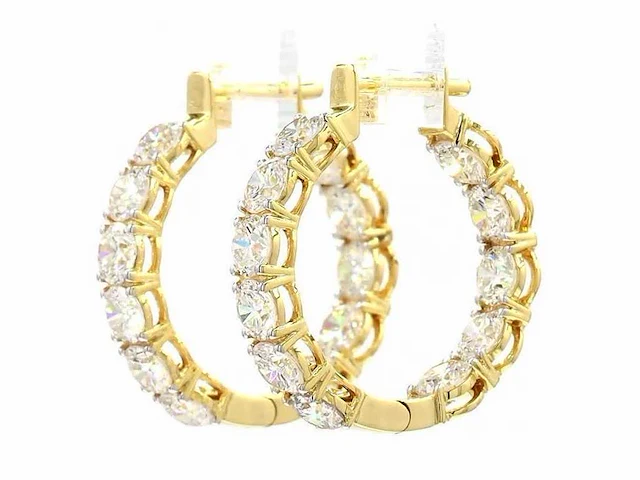 14 karaat geelgouden oorringen met 5,30 ct. diamant - afbeelding 6 van  8