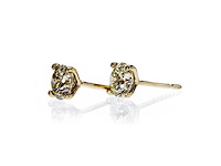 14 karaat geelgouden oorstekers met 1,44 ct. natuurlijke diamant - afbeelding 3 van  7