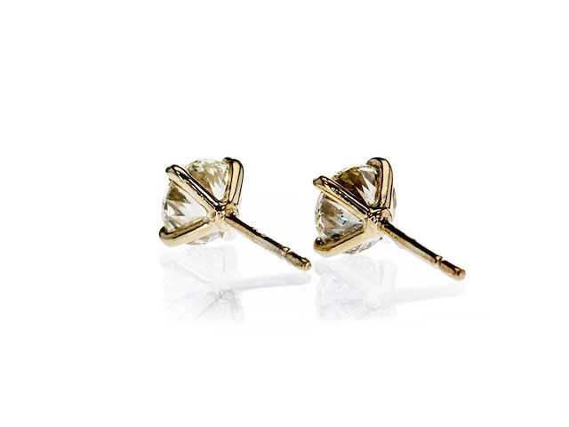 14 karaat geelgouden oorstekers met 1,44 ct. natuurlijke diamant - afbeelding 6 van  7