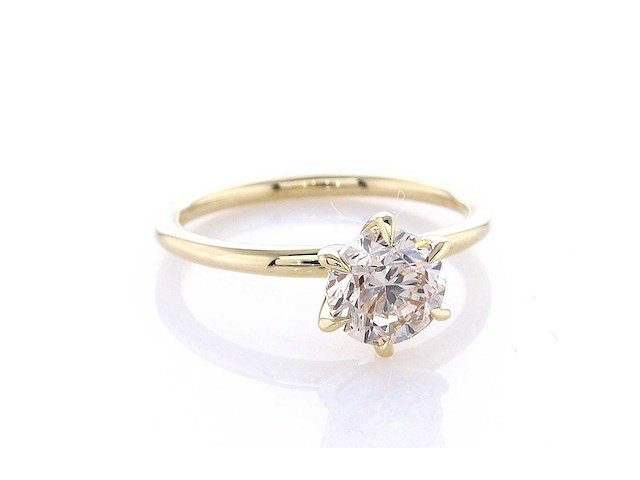 14 karaat geelgouden ring met 1,01 ct. natuurlijke diamant - afbeelding 3 van  7