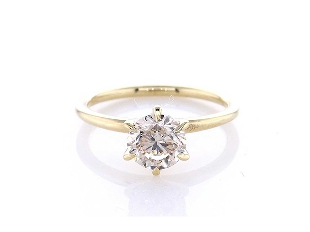 14 karaat geelgouden ring met 1,01 ct. natuurlijke diamant - afbeelding 1 van  7