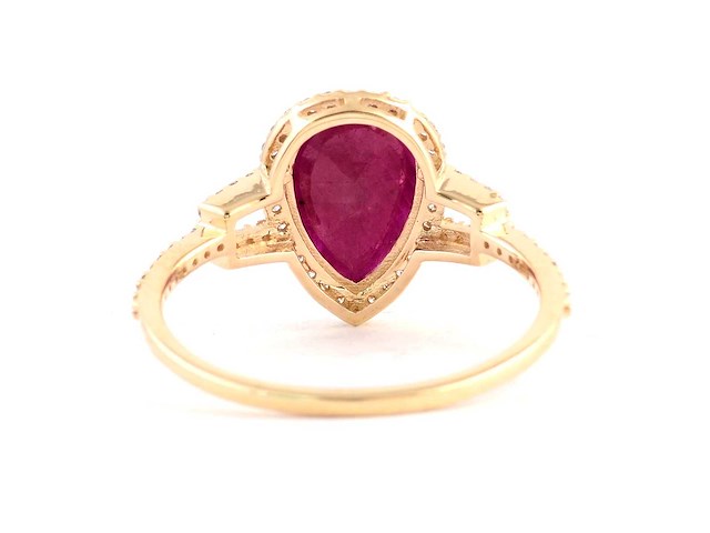 14 karaat geelgouden ring met 2,07 crt. robijn diamant. - afbeelding 1 van  6