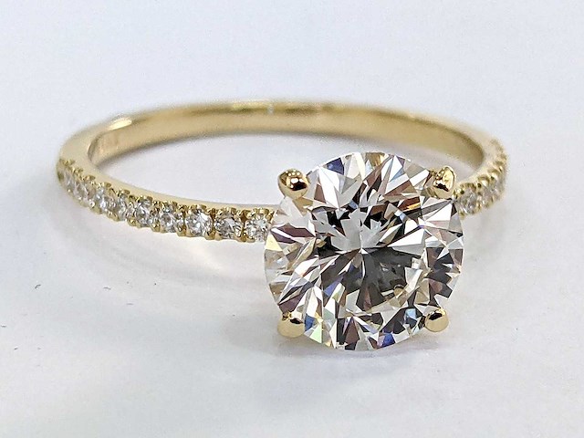 14 karaat geelgouden ring met 2,19 ct. diamant - afbeelding 7 van  9
