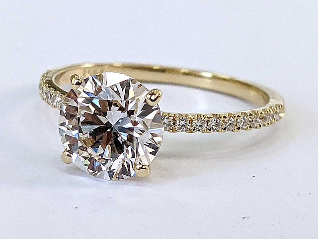 14 karaat geelgouden ring met 2,19 ct. diamant - afbeelding 3 van  4