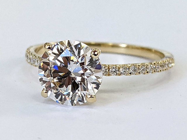 14 karaat geelgouden ring met 2,19 ct. diamant - afbeelding 3 van  4