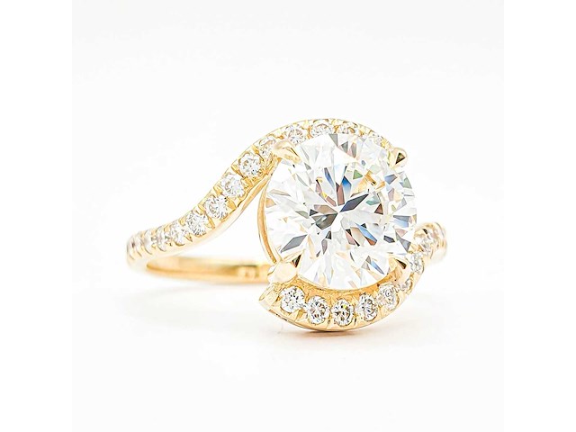 14 karaat geelgouden ring met 2,42 ct. diamant - afbeelding 7 van  12