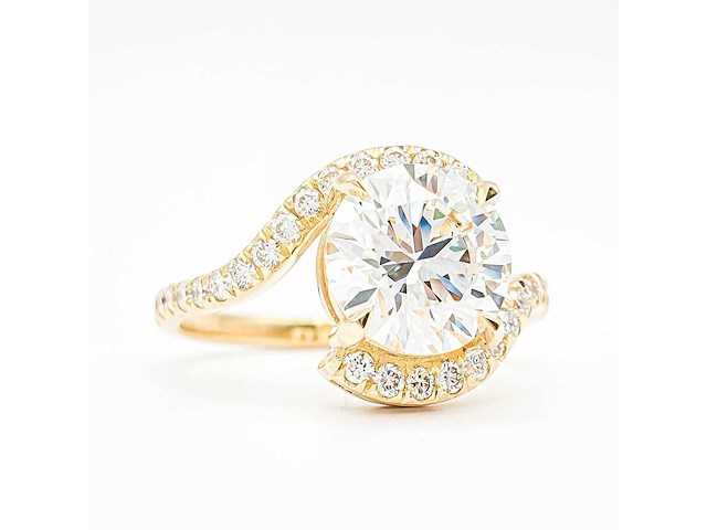 14 karaat geelgouden ring met 2,42 ct. diamant - afbeelding 1 van  12