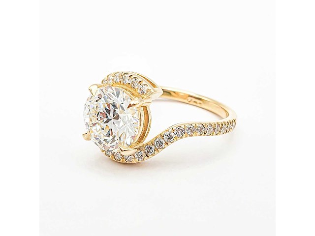14 karaat geelgouden ring met 2,42 ct. diamant - afbeelding 5 van  12