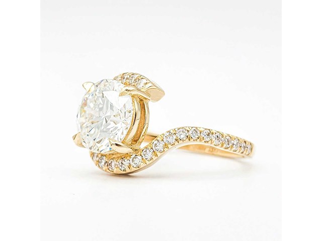 14 karaat geelgouden ring met 2,42 ct. diamant - afbeelding 9 van  12