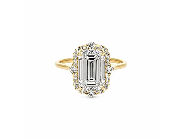14 karaat geelgouden ring met 4,04 ct. diamant - afbeelding 1 van  7