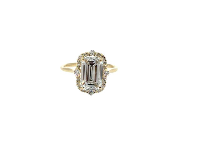 14 karaat geelgouden ring met 4,04 ct. diamant - afbeelding 6 van  7
