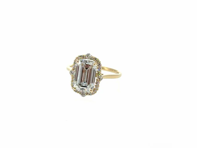 14 karaat geelgouden ring met 4,04 ct. diamant - afbeelding 4 van  7